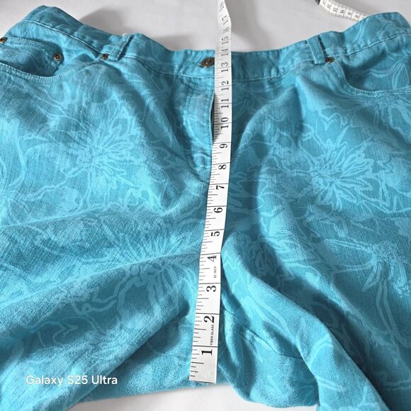 Womens Pants Capri Stretch Floral Tropical Ruby Rd Plus Size 20W Teal - Picture 5 of 8